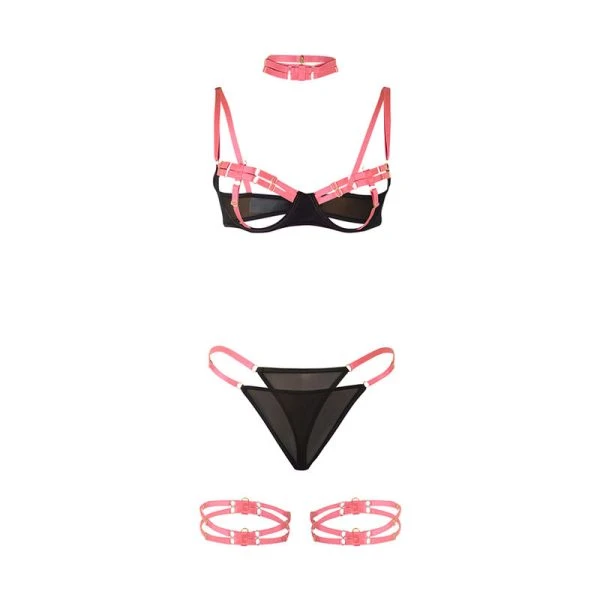 Subblime BH-Set mit Halskette und Beindetails fluoreszierendes Rosa L/XL Subblime BH-Set mit Halskette und Beindetails fluoreszierendes Rosa L/XL