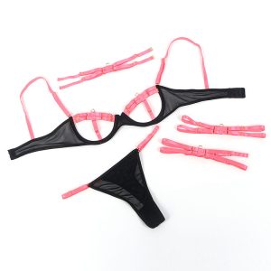 Subblime BH-Set mit Halskette und Beindetails fluoreszierendes Rosa L/XL Subblime BH-Set mit Halskette und Beindetails fluoreszierendes Rosa L/XL – Bild 7