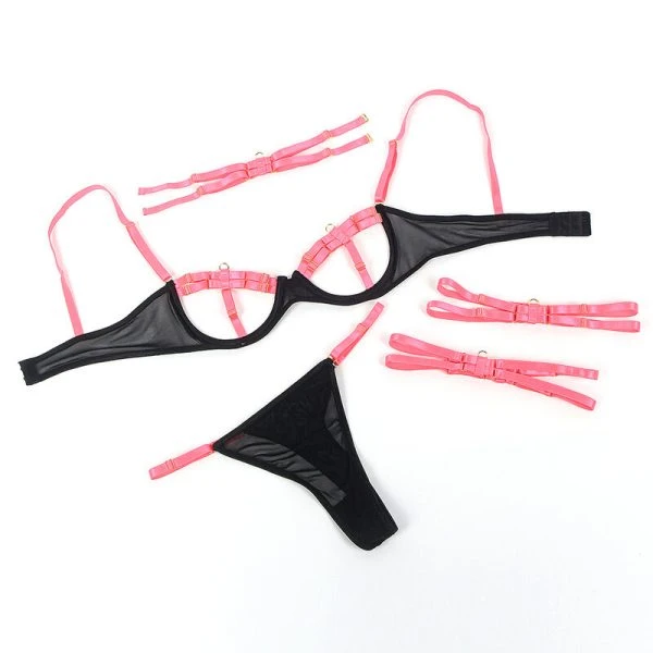 Subblime BH-Set mit Halskette und Beindetails fluoreszierendes Rosa L/XL Subblime BH-Set mit Halskette und Beindetails fluoreszierendes Rosa L/XL
