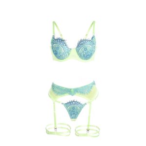 Subblime BH-set met kant en jarretelgordel Groen Blauw L/XL Subblime BH-set met kant en jarretelgordel Groen Blauw L/XL - Afbeelding 7