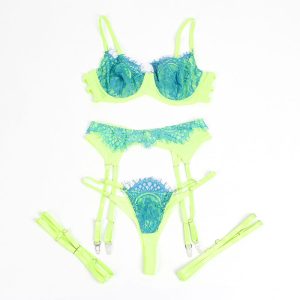Subblime BH-set met kant en jarretelgordel Groen Blauw L/XL Subblime BH-set met kant en jarretelgordel Groen Blauw L/XL - Afbeelding 6