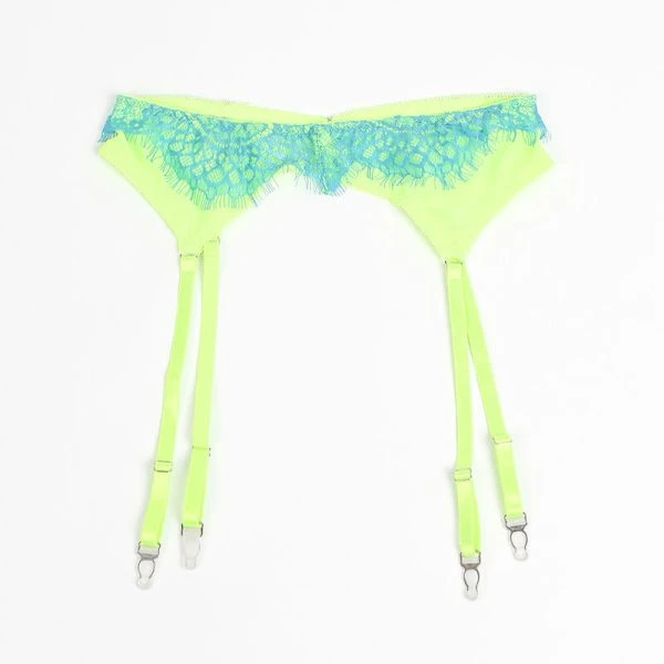 Subblime BH-set met kant en jarretelgordel Groen Blauw L/XL Subblime BH-set met kant en jarretelgordel Groen Blauw L/XL