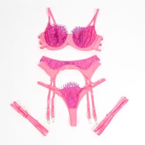 Subblime BH-set met kant en kousenband in roze en paars L/XL Subblime BH-set met kant en kousenband in roze en paars L/XL - Afbeelding 8