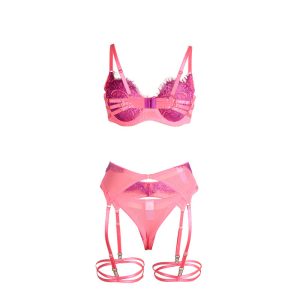 Subblime BH-set met kant en kousenband in roze en paars L/XL Subblime BH-set met kant en kousenband in roze en paars L/XL - Afbeelding 7