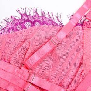Subblime BH-set met kant en kousenband in roze en paars L/XL Subblime BH-set met kant en kousenband in roze en paars L/XL - Afbeelding 9