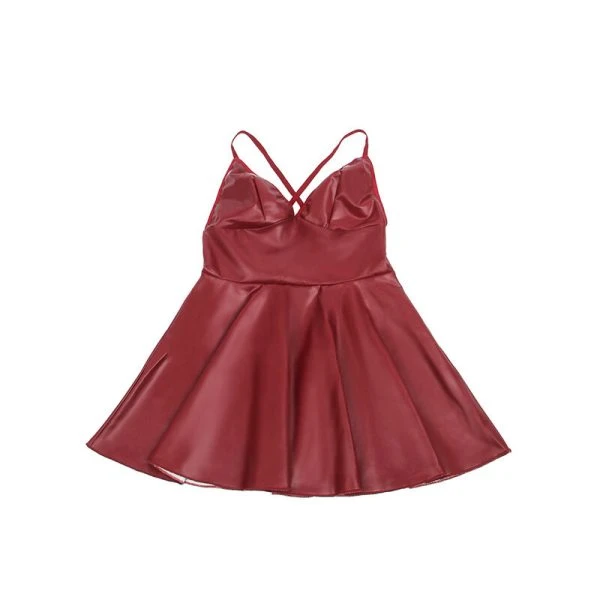 Subblime jurk met bordeauxrode leren bandjes S/M