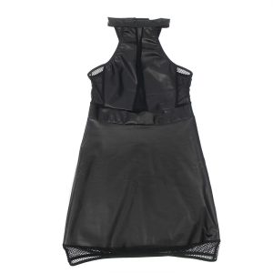Subblime Neckholder-Dessousjurk met mesh en PU-leer, zwart Subblime Neckholder-Dessousjurk met mesh en PU-leer, zwart - Afbeelding 6