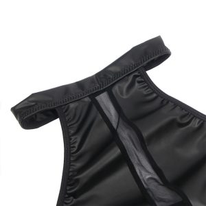Subblime Neckholder-Dessousjurk met mesh en PU-leer, zwart Subblime Neckholder-Dessousjurk met mesh en PU-leer, zwart - Afbeelding 7