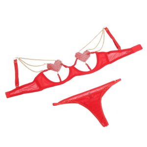Subblime BH-set met kettingen en mesh-hart in rood L/XL Subblime BH-set met kettingen en mesh-hart in rood L/XL - Afbeelding 4