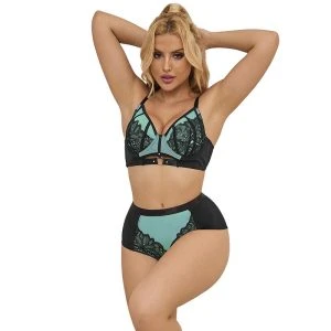 Subblime push-up-bh-set van groene kant en netstof S/M