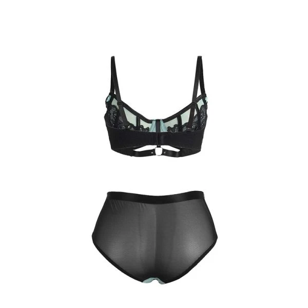 Subblime Push-up-BH-Set aus grüner Spitze und Netzstoff S/M