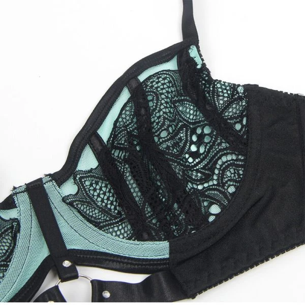 Subblime Push-up-BH-Set aus grüner Spitze und Netzstoff L/XL
