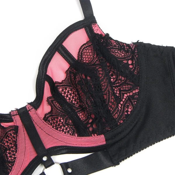 Subblime Roze Kanten- en Net-Dessousset met Push-up-BH L/XL Subblime Roze Kanten- en Net-Dessousset met Push-up-BH L/XL