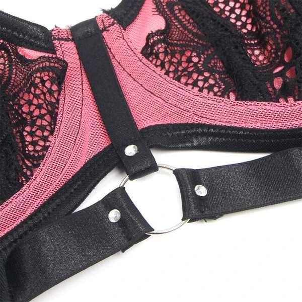 Subblime Roze Kanten- en Net-Dessousset met Push-up-BH L/XL Subblime Roze Kanten- en Net-Dessousset met Push-up-BH L/XL