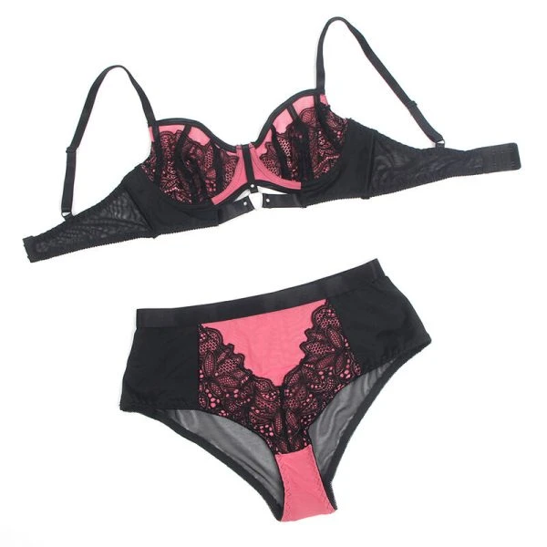 Subblime Roze Kanten- en Net-Dessousset met Push-up-BH L/XL Subblime Roze Kanten- en Net-Dessousset met Push-up-BH L/XL
