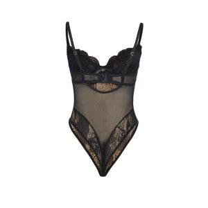Subblime Kanten Bodysuit met open kruis Zwart S/M Subblime Kanten Bodysuit met open kruis Zwart S/M - Afbeelding 5
