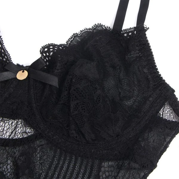 Subblime Kanten Bodysuit met open kruis Zwart S/M