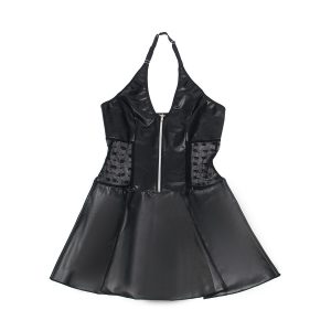 Subblime Lederkleid met Puntige Rits Zwart S/M Subblime Lederkleid met Puntige Rits Zwart S/M - Afbeelding 5