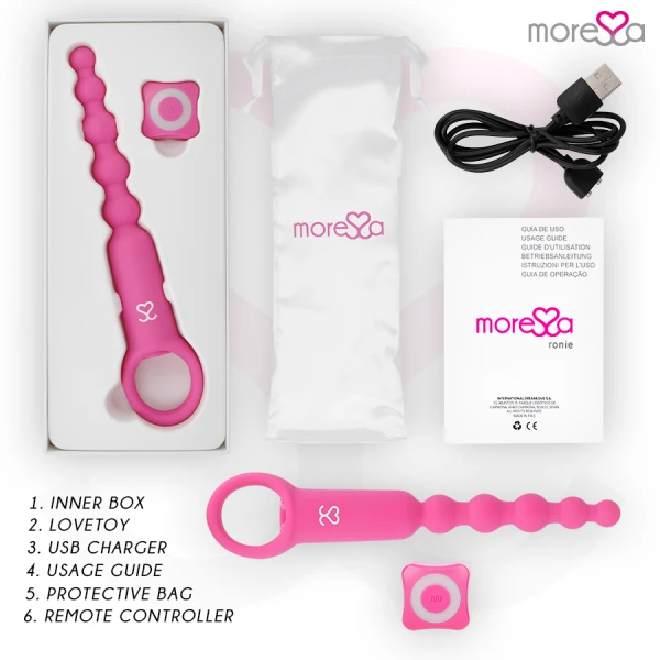 Moressa Ronie remote control anal vibrator with bead chain pink