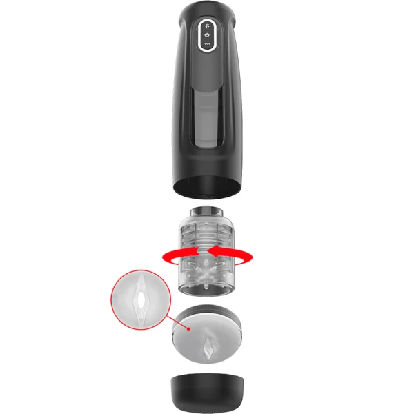 Jamyjob Tornado 360 Rotate Tech Masturbator met vibratie en geluid