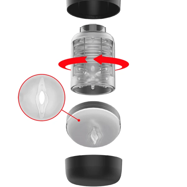 Jamyjob Tornado 360 Rotate Tech Masturbator met vibratie en geluid