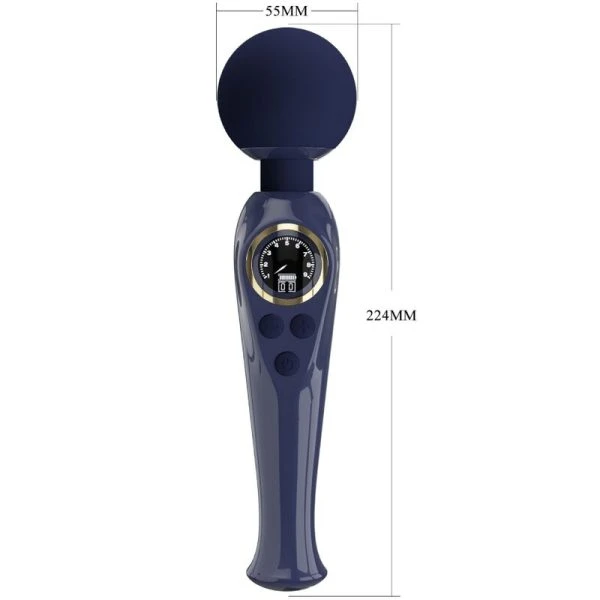 Pretty Love Skyler Vibrator Wand with Flexible Neck and LCD Display Blue