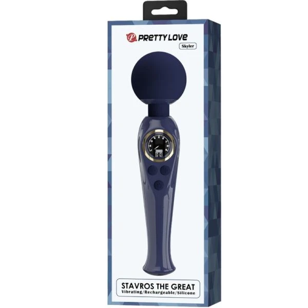 Pretty Love Skyler Vibrator Wand with Flexible Neck and LCD Display Blue
