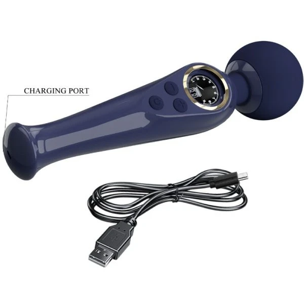 Pretty Love Skyler Vibrator Wand with Flexible Neck and LCD Display Blue