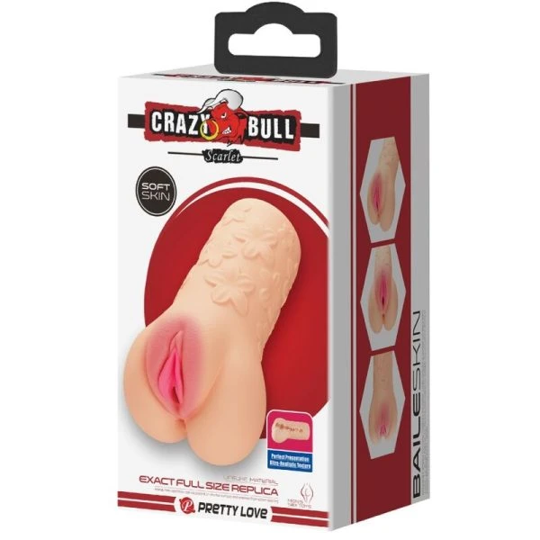 Crazy Bull Masturbator in Vaginaform Scharlachrot, fleischfarben