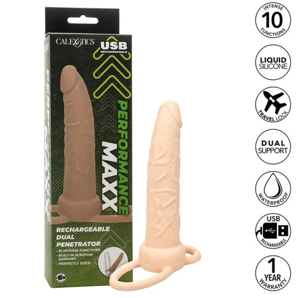 Calexotics Performance Maxx Dual Penetrator mit Penisring, heller Hautton