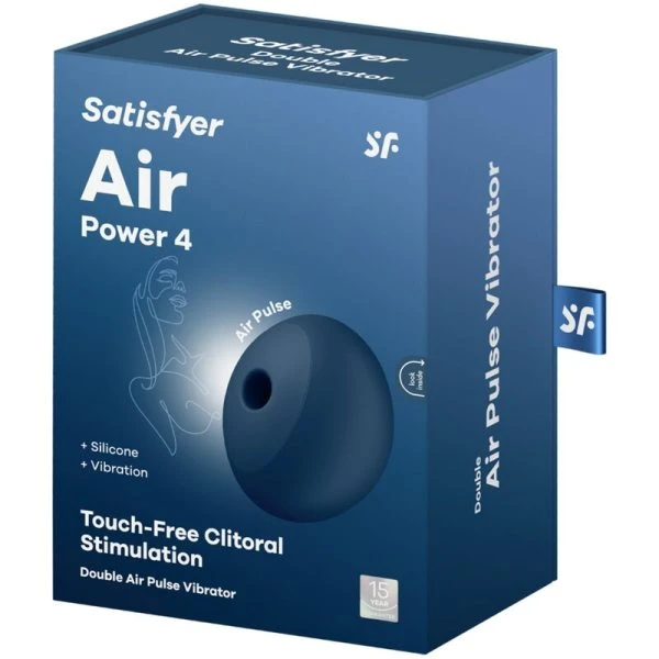 Satisfyer Air Power 4 Clitoral Vibrator with Pressure Waves and Vibrations, blue Satisfyer Air Power 4 Clitoral Vibrator with Pressure Waves and Vibrations, blue