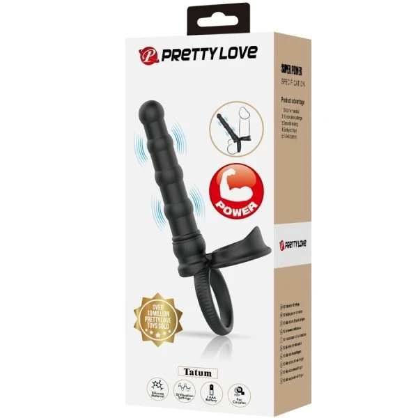 Pretty Love Tatum vibrating penis ring with anal plug, 10 vibrations, black Pretty Love Tatum vibrating penis ring with anal plug, 10 vibrations, black