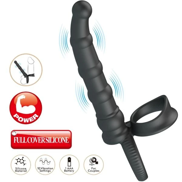 Pretty Love Tatum vibrating penis ring with anal plug, 10 vibrations, black Pretty Love Tatum vibrating penis ring with anal plug, 10 vibrations, black