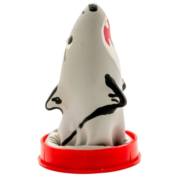 Condomerie Novelty Condom Shark Model 1 Hand-Painted Unique Piece Made of Natural Latex