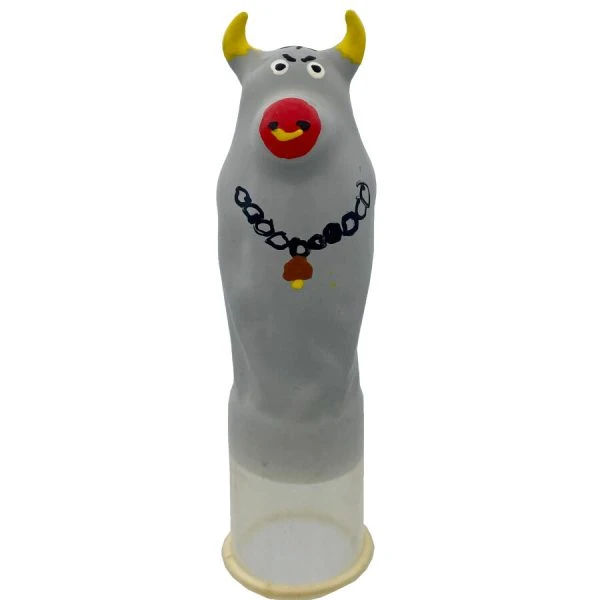 Condomerie Handpainted Novelty Condom Gray Bull XL