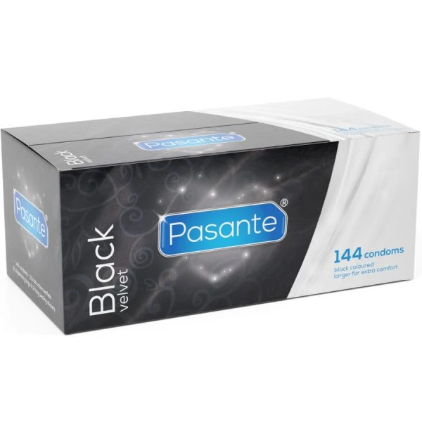 Pasante Black Velvet Condooms 144 stuks, zwart, nominale breedte 56 mm