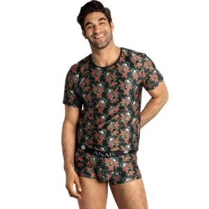 Anais Luxury Lingerie Power T-Shirt voor mannen met rozen- en schedelprint