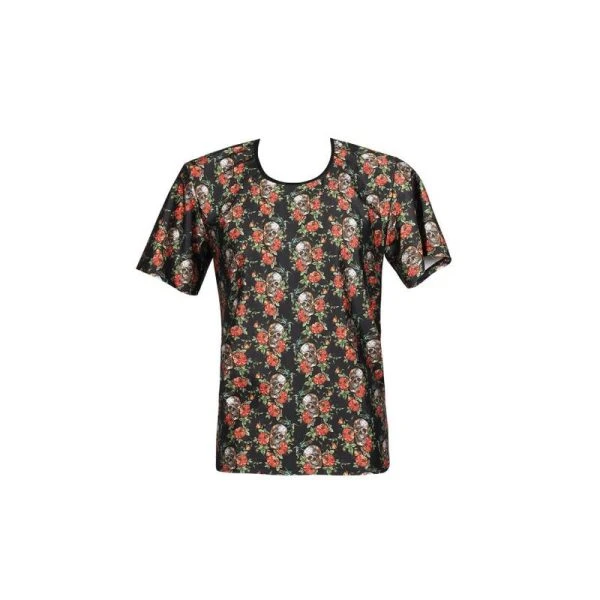 Anais Luxury Lingerie Power T-Shirt voor mannen met rozen- en schedelprint Anais Luxury Lingerie Power T-Shirt voor mannen met rozen- en schedelprint