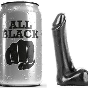All Black Dildo met natuurlijke vorm, zwart