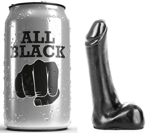 All Black Dildo met natuurlijke vorm, zwart