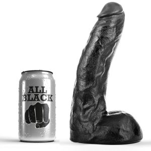 All Black Natural Dildo with Veining, PVC All Black Natural Dildo with Veining, PVC - Image 1