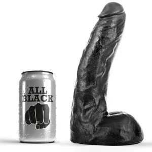 All Black Natürlicher Dildo mit Äderung, PVC