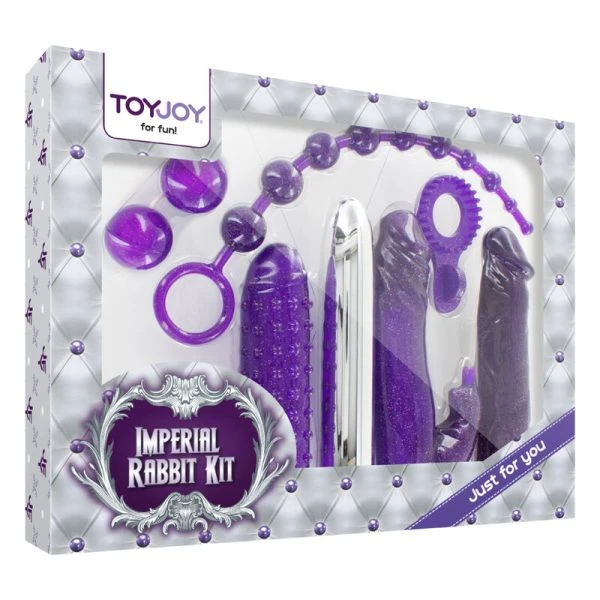 Toyjoy Keizerskonijn-Kit Paars – 7-delige Toy-set met Vibrator, Dildo & Analkralen