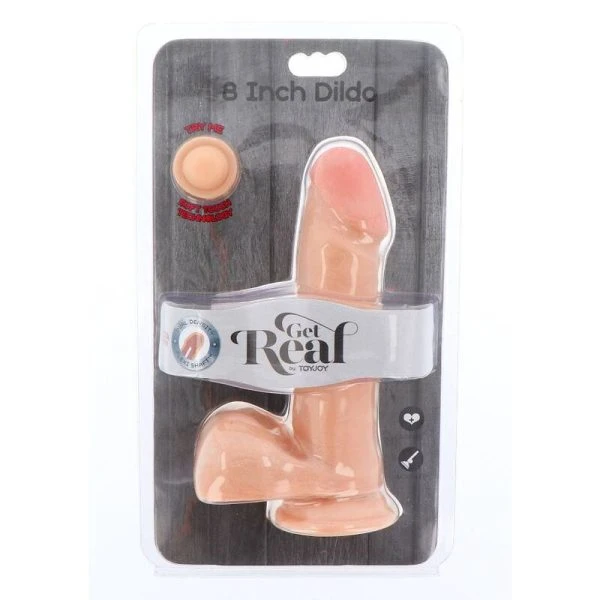 Get Real Dual Density Dildo 18 cm met eierhuid en zuignap