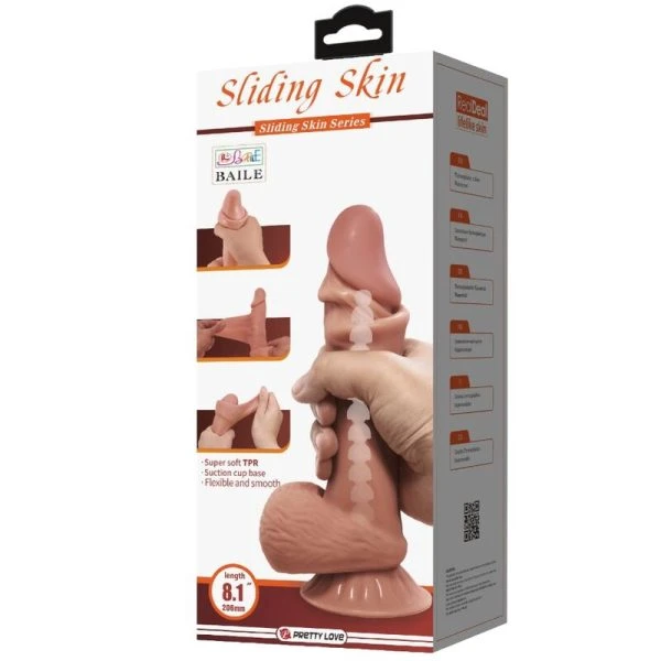 Pretty Love Sliding Skin Series Realistic Dildo with Suction Cup, Flesh-Colored