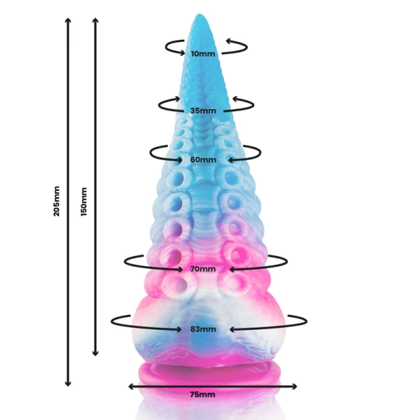 Epic siliconen dildo Phorcys blauw, grote maat