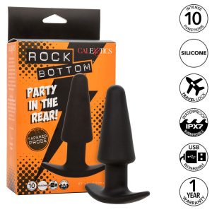 Calexotics Rock Bottom Tapered Anale Plug met 10 trillingen, siliconen, zwart Calexotics Rock Bottom Tapered Anale Plug met 10 trillingen, siliconen, zwart - Afbeelding 1