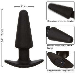 Calexotics Rock Bottom Tapered Anale Plug met 10 trillingen, siliconen, zwart Calexotics Rock Bottom Tapered Anale Plug met 10 trillingen, siliconen, zwart - Afbeelding 7