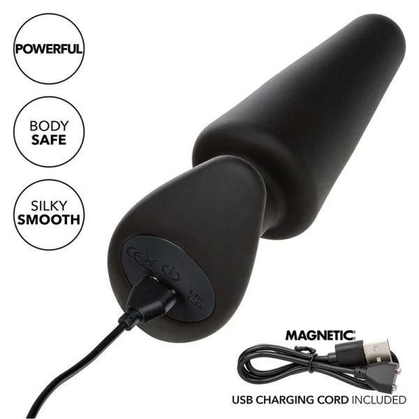 Calexotics Rock Bottom Tapered Anale Plug met 10 trillingen, siliconen, zwart