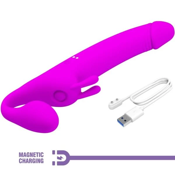 Pretty Love Zanini Strapless Strap-On with 10 Vibrations, Purple